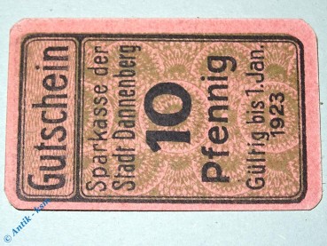 Notgeld Dannenberg , 10 Pfennig Schein , Tieste 1285.05.11 , Niedersachsen Verkehrsausgabe