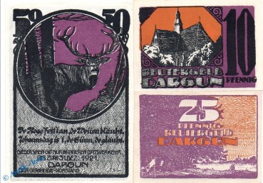 Notgeld Dargun , Reutergeld Set mit 3 Scheinen in kfr. Mehl Grabowski 257.1 , von 1922 , Mecklenburg Vorpommern Seriennotgeld