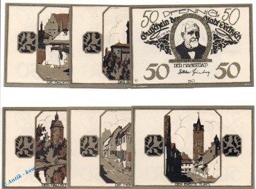 Notgeld Delitzsch , Schulze Delitzsch , Set mit 6 Scheinen in kfr. Mehl Grabowski 262.1 , Sachsen Seriennotgeld