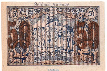 Notgeld der Gemeinde Grünburg S.303.IV.g Schluss-Aufl. 50 Heller Schein in kfr. o.D. Notgeld Oberösterreich