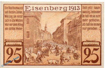 Notgeld Eisenberg , 50 Pfennig Schein in kfr. Mehl Grabowski 322.5 , von 1921 , Thüringen Seriennotgeld