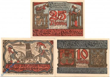 Notgeld Stadt Eschwege 352.2 , Set mit 3 Scheinen in kfr. o.D. Hessen Seriennotgeld