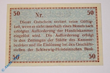 Notgeld Flensburg Handelskammer , 50 Pfennig braun , Musterschein Ohne Kennummer , Tieste 1885.15.01.M , Schleswig Holstein Verkehrsausgabe