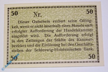 Notgeld Flensburg Handelskammer , 50 Pfennig schwarz , Musterschein Ohne Kennummer , Tieste 1885.15.10.M , Schleswig Holstein Verkehrsausgabe