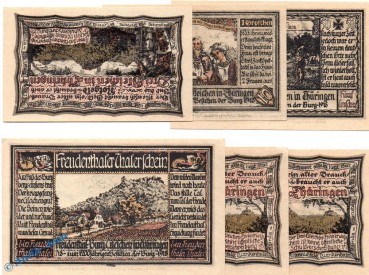 Notgeld Freudenthal bei Wandersleben , Set mit 6 Scheinen in kfr. Mehl Grabowski 389.1 , Thüringen Seriennotgeld