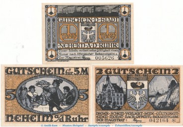 Notgeld Gemeinde Neheim Ruhr 931.1.a , Set mit 3 Scheinen in kfr. o.D. Nordrhein Westfalen Seriennotgeld