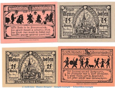 Notgeld Gemeinde Neunhofen 956.1 , Set mit 4 Scheinen in kfr. von 1921 , Thüringen Seriennotgeld