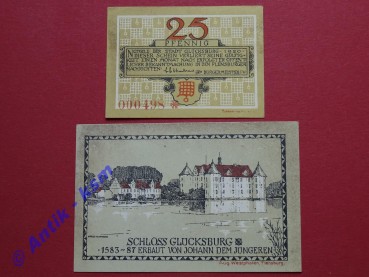 Notgeld Glücksburg , Schleswig Holstein , vollständiger Satz mit 2 Scheinen , Seriennotgeld , 441.1 , von 1920