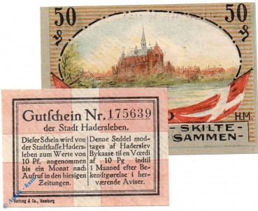 Notgeld Hadersleben , Set mit 2 Scheinen  , Tieste 2695.10.25 und 26 , von 1920 , dänisch Nordschleswig Verkehrsausgabe