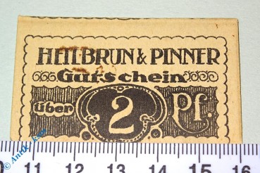 Notgeld Halle , Heilbrun und Pinner , 2 Pfennig Schein schwarz , Tieste 2740.20.02 , Sachsen Verkehrsausgabe