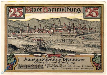 Notgeld Hammelburg , 25 Pfennig Schein , Tieste 2785.05.15 , von 1918 , Bayern Verkehrsausgabe