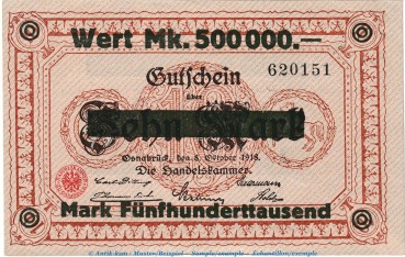 Notgeld Handelskammer Osnabrück , 500.000 Mark Schein in kfr. Keller 4207.b o.D. Niedersachsen Inflation