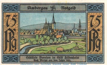 Bockenem , Notgeld 75 Pfennig Schein Nr.3 in kfr. M-G 130.1.a , Niedersachsen o.D. Seriennotgeld