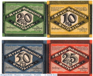 Notgeld Herzberg , Set mit 4 Scheinen in kfr. Tieste 2985.05.18-18 , o.D. Sachsen Verkehrsausgabe