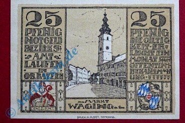 Laufen , Notgeld Schein über 25 Pfennig , Ti.3925.05.20 , Bayern  1920 Verkehrsausgabe