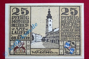 Laufen , Notgeld Schein über 25 Pfennig in kfr. Tieste 3925.05.45 , Bayern o.D. Verkehrsausgabe