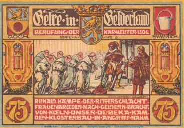 Notgeld Männergesangsverein Geldern 415.1.1 , 75 Pfennig Schein Nr.5 in kfr. von 1921 , Westfalen Seriennotgeld