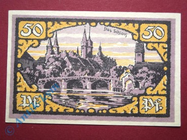 Notgeld Merseburg , 50 Pfennig Schein B , Büttenpapier , Mehl Grabowski 884.2 A , von 1921 , Sachsen Anhalt Seriennotgeld