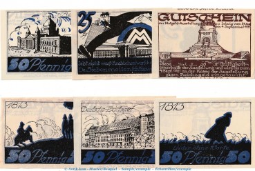 Notgeld Notgeld Ausstellung Leipzig 784.1 , Set mit 6 Scheinen in kfr. von 1921 , Sachsen Seriennotgeld