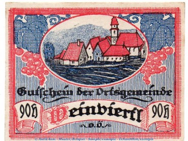 Notgeld Ort Weinviertl S.1110.II.b , 90 Heller Schein in kfr. o.D. Notgeld Oberösterreich