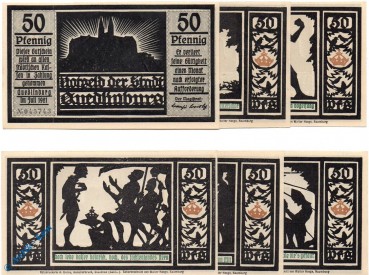 Notgeld Quedlinburg , Vogler Serie , Set mit 6 Scheinen , Mehl Grabowski 1087.3 , Sachsen Anhalt Seriennotgeld