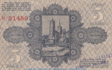 Notgeld Stadt Bautzen , 5 Mark Schein in gbr.E , Geiger 030.01 von 1918 , Sachsen Grossnotgeld