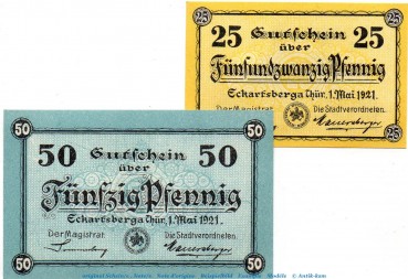 Notgeld Stadt Eckartsberga 305.2 , Set mit 2 Scheinen in kfr. von 1921 , Sachsen Anhalt Seriennotgeld