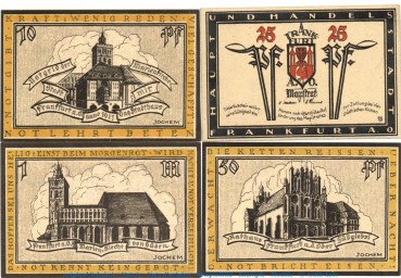 Notgeld Stadt Frankfurt Oder 377.1 , Set mit 4 Scheinen in kfr. o.D. Brandenburg Seriennotgeld