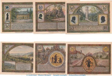 Notgeld Stadt Ilmenau 643.3 , Set -matt- mit 6 Scheinen in kfr. o.D. Thüringen Seriennotgeld