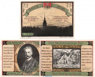 Notgeld Stadt Itzehoe 649.4 , Set mit 3 Scheinen in kfr. o.D. Schleswig Holstein Seriennotgeld