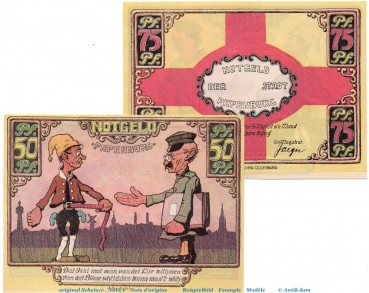 Notgeld Stadt Papenburg 1044.1 , Set mit 2 Scheinen in kfr. von 1921 , Niedersachsen Seriennotgeld