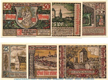 Notgeld Stadt Querfurt 1090.1-2 , 6 Scheine , 2 Sets in kfr. von 1921 , Sachsen Anhalt Seriennotgeld