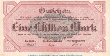 Notgeld Stadt und Amtshauptmannschaft Werdau , 1 Million Mark in gbr. Keller 5545.d von 1923 , Sachsen Inflation