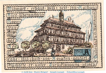 Notgeld Stadt Vacha 1356.1 , 75 Pfennig Schein -F- in kfr. von 1921 , Thüringen Seriennotgeld