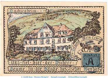 Notgeld Stadt Vacha 1356.1 , 75 Pfennig Schein -M- in kfr. von 1921 , Thüringen Seriennotgeld