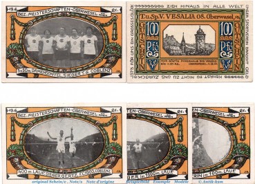 Notgeld Vesalia 08 Oberwesel 1005.1 , Set mit 5 Scheinen in kfr. von 1921 , Rheinland Seriennotgeld