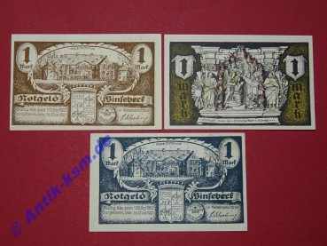 Notgeld Vinsebeck , Gemeinde , Nordrhein Westfalen , vollständiger Satz mit 3 Scheinen , Seriennotgeld , 1362.1 , von 1921