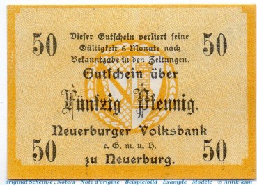 Notgeld Volksbank Neuerburg 4850.05.11 , 50 Pfennig Schein in kfr. o.D.  Rheinland Verkehrsausgabe