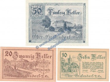 Ober Grafendorf , Notgeld Set mit 3 Scheinen in kfr. K-K 682.a-b , Niederösterreich o.D.