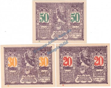 Oberschlierbach , Notgeld Set mit 3 Scheinen -C- in kfr. K-K 694.I.d , Oberösterreich von 1920