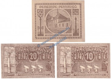 Pernau , Notgeld Set mit 3 Scheinen in kfr. K-K 734.I.a-b , Oberösterreich o.D.