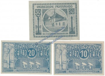 Pernau , Notgeld Set mit 3 Scheinen in kfr. K-K 734.II.a , Oberösterreich o.D.