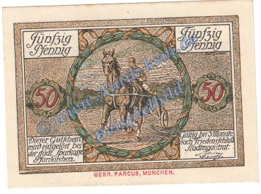 Pfarrkirchen , Notgeld 50 Pfennig Schein in kfr. Tieste 5518.10.20 , Bayern o.D. Verkehrsausgabe