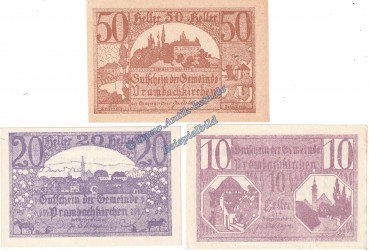 Prambachkirchen , Notgeld Set mit 3 Scheinen in kfr. K-K 779... Oberösterreich o.D.