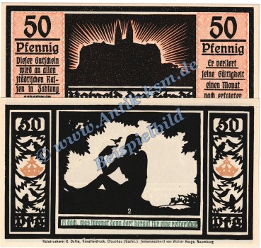 Quedlinburg , Notgeld 50 Pfennig Nr.2 -orange- in kfr. M-G 1087.4 , Sachsen Anhalt 1921 Seriennotgeld