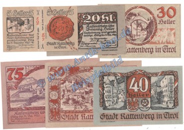 Rattenberg , Notgeld Set mit 6 Scheinen in kfr. K-K 821.a , Tirol o.D. Notgeld Österreich