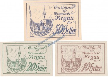 Regau , Notgeld Set mit 3 Scheinen in kfr. K-K 825... Oberösterreich o.D.