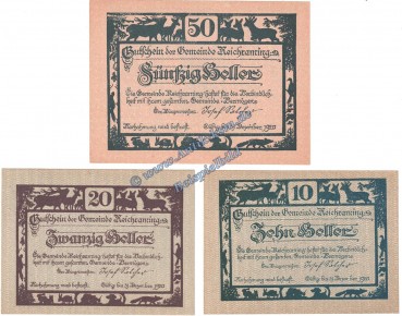 Reichraming , Notgeld Set mit 3 Scheinen in kfr. K-K 829... Oberösterreich o.D.