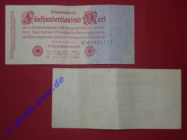 Reichsbanknote 500.000 Mark, Rosenberg 91 a , Reichsmark , Inflation , vom 25.07.1923