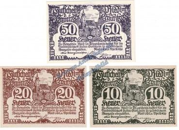 Ried i.T. , Notgeld Set mit 3 Scheinen in kfr. K-K 836.I , Oberösterreich von 1920